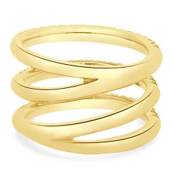 14 Karat Yellow Gold Three Row Diamond Band