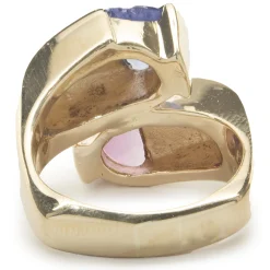 14 Karat Yellow Gold Tourmaline and Diamond Bypass Ring