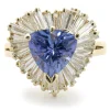 14 Karat Yellow Gold Trillion Cut Tanzanite and Diamond Ballerina Ring