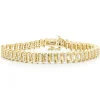 14 Karat Yellow Gold Triple Row Diamond S Link Tennis Bracelet