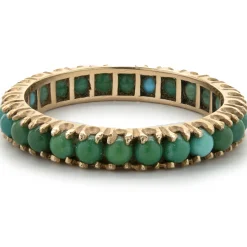 14 Karat Yellow Gold Turquoise Eternity Band