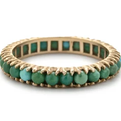 14 Karat Yellow Gold Turquoise Eternity Band