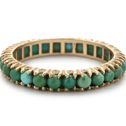 14 Karat Yellow Gold Turquoise Eternity Band