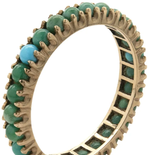 14 Karat Yellow Gold Turquoise Eternity Band