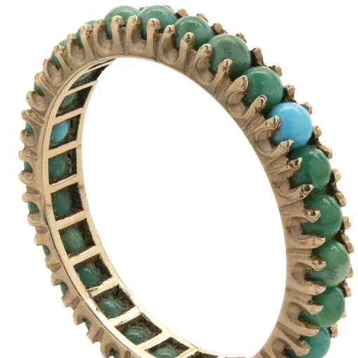 14 Karat Yellow Gold Turquoise Eternity Band