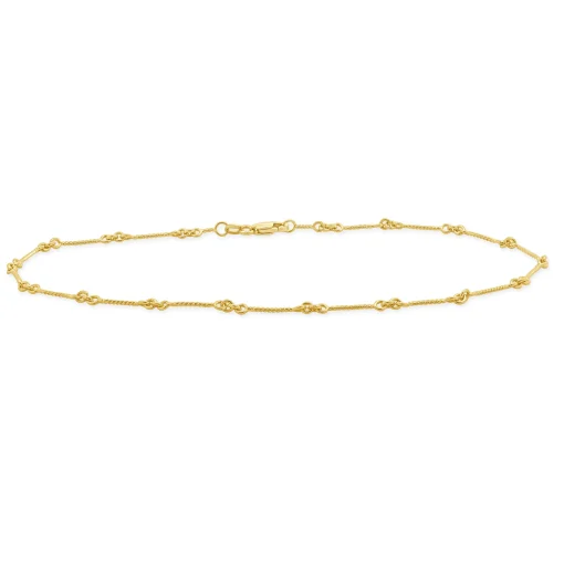 14 Karat Yellow Gold Twisted Wire Station Anklet