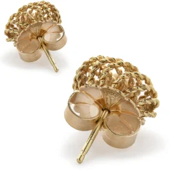 14 Karat Yellow Gold Twisted Pearl Stud Earrings