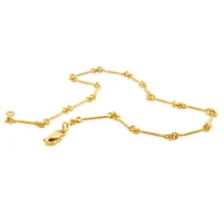14 Karat Yellow Gold Twisted Wire Station Anklet