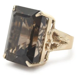14 Karat Yellow Gold Vintage Smoky Quartz Cocktail Ring
