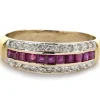 14 Karat Yellow Gold Vintage Ruby and Diamond Band