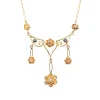 14 Karat Yellow Gold Vintage Diamond Floral Necklace