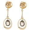 14 Karat Yellow Gold Vintage Smoky Topaz Asian Style Writing Drop Earrings