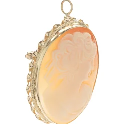 14 Karat Yellow Gold Vintage Framed Cameo Pin