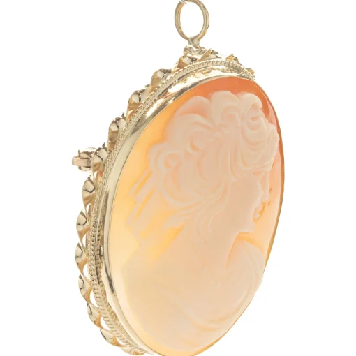 14 Karat Yellow Gold Vintage Framed Cameo Pin