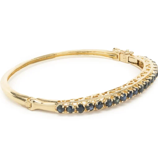14 Karat Yellow Gold Vintage Sapphire Bangle Bracelet