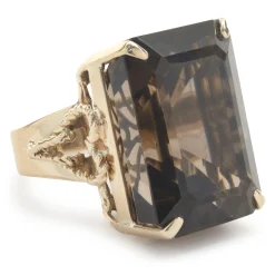 14 Karat Yellow Gold Vintage Smoky Quartz Cocktail Ring