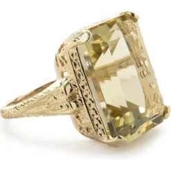 10 Karat Yellow Gold Vintage Lemon Quartz Ring