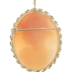 14 Karat Yellow Gold Vintage Framed Cameo Pin