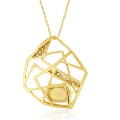 14 Karat Yellow Gold Vintage Opal and Diamond Web Necklace