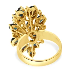 18 Karat Yellow Gold Vintage Sapphire and Diamond Cocktail Ring