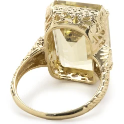 10 Karat Yellow Gold Vintage Lemon Quartz Ring