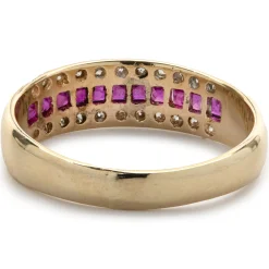 14 Karat Yellow Gold Vintage Ruby and Diamond Band