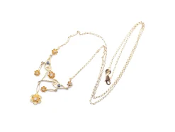 14 Karat Yellow Gold Vintage Diamond Floral Necklace