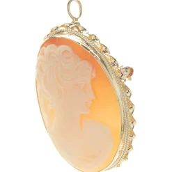 14 Karat Yellow Gold Vintage Framed Cameo Pin