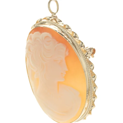 14 Karat Yellow Gold Vintage Framed Cameo Pin