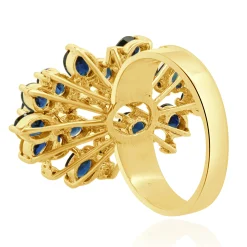 18 Karat Yellow Gold Vintage Sapphire and Diamond Cocktail Ring
