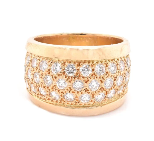 14 Karat Yellow Gold Wide Diamond Cigar Band
