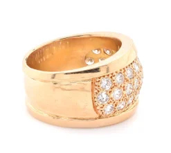 14 Karat Yellow Gold Wide Diamond Cigar Band