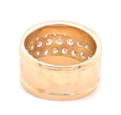 14 Karat Yellow Gold Wide Diamond Cigar Band