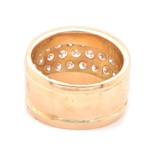 14 Karat Yellow Gold Wide Diamond Cigar Band