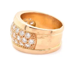 14 Karat Yellow Gold Wide Diamond Cigar Band
