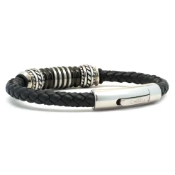 Leather Bracelet with Sterling Silver Stations