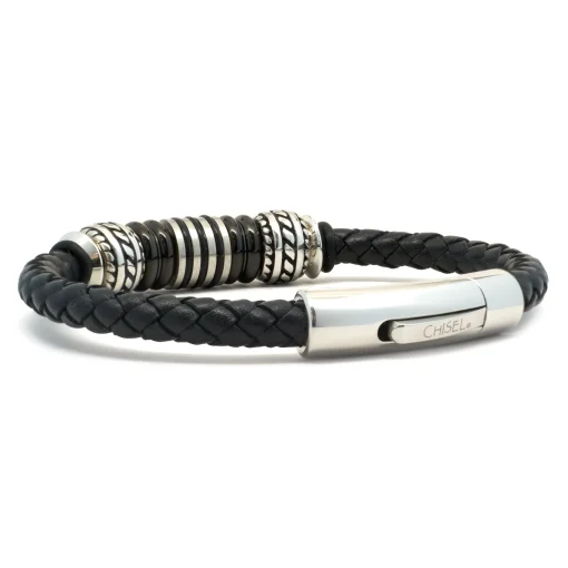 Leather Bracelet with Sterling Silver Stations