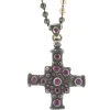 Lee Brevard Sterling Silver Smoky Topaz and Hematite Maltese Cross Necklace