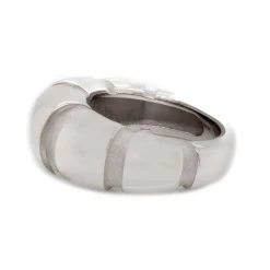 Mauboussin 18 Karat White Gold Ribbed Dome Ring