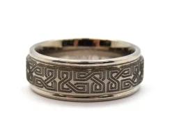 Mens 8mm Titanium with Laser Design Wedding Band Ring Size 9.5