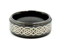 Mens 8mm Tungsten with Ceramic Design Polished Wedding Band Size 8