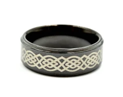 Mens 8mm Tungsten with Ceramic Design Polished Wedding Band Size 10