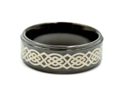 Mens 8mm Tungsten with Ceramic Design Polished Wedding Band Size 10