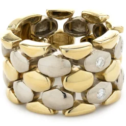 Petros & Takis 14 Karat Yellow and White Gold Diamond Mesh Band