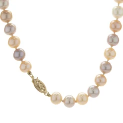 Pink and Purple Knotted Pearl Necklace