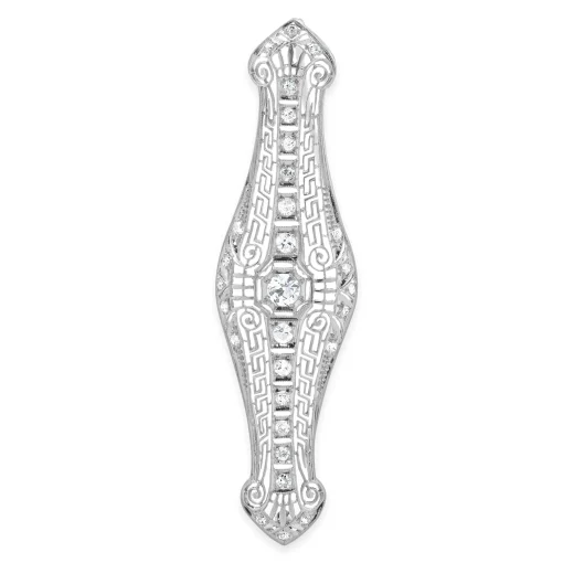 Platinum & 14 Karat White Gold Vintage Diamond Pin