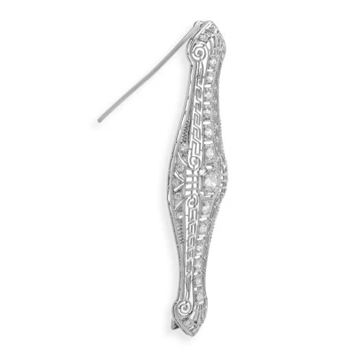 Platinum & 14 Karat White Gold Vintage Diamond Pin