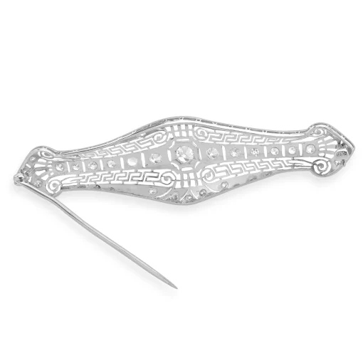 Platinum & 14 Karat White Gold Vintage Diamond Pin