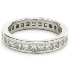 Platinum Channel Set Princess Cut Diamond Eternity Band
