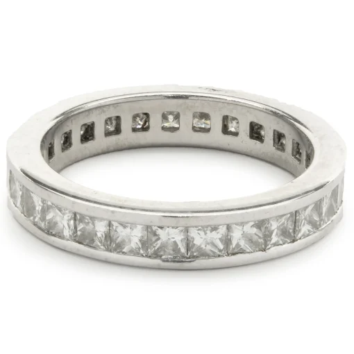 Platinum Channel Set Princess Cut Diamond Eternity Band